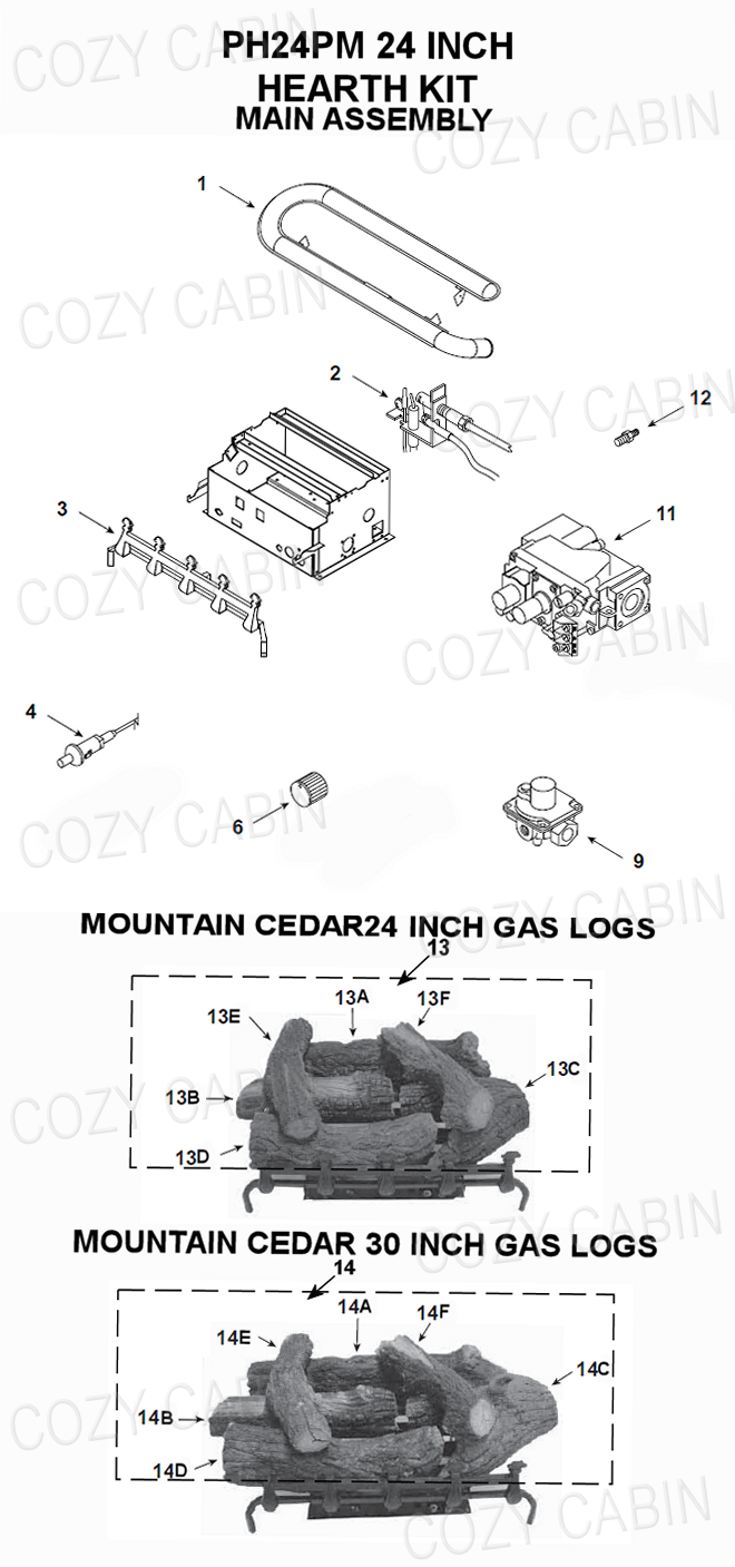 MONESSEN 24 INCH LP GAS HEARTH KIT WITH MANUAL CONTROL (PH24PM)  #PH24PM